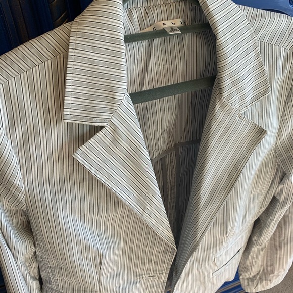 CAbi White Black Striped Jacket Blazer Size 8 - Picture 2 of 4